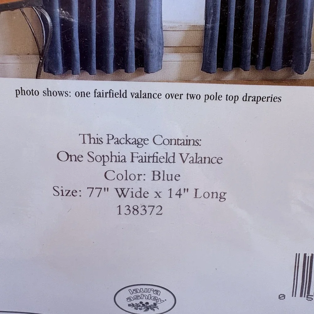 Vintage LAURA ASHLEY Sophia Fairfield Blue White Floral Valances 77x14 NEW